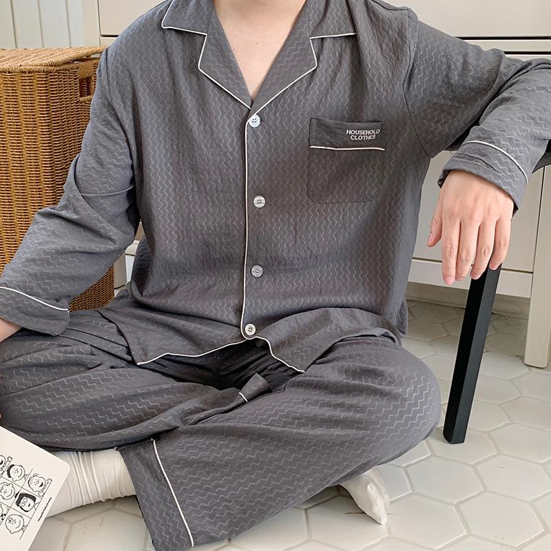 Men's Pajamas 2025 New Cloud Pure Cotton Spring Autumn Long Sleeve suit Autumn Winter Men's Youth Home Clothes