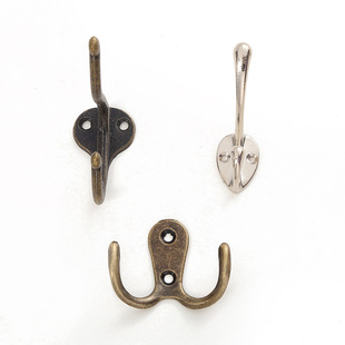 Spot Wholesale Zinc Alloy Hook Wardrobe Wardrobe Coat Hook Bathroom Door Coat and Hat Single Hook Clothes Hook Hook Accessories
