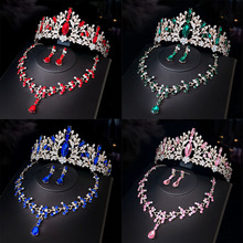 2023新款新娘头饰项链三件套皇冠结婚配饰　新娘套装厂家现货批发