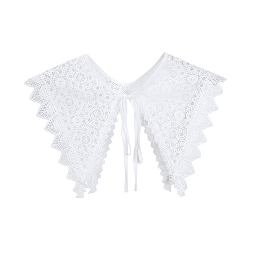Lace shawl women's cape summer white sunscreen with skirt bow tie fake collar
