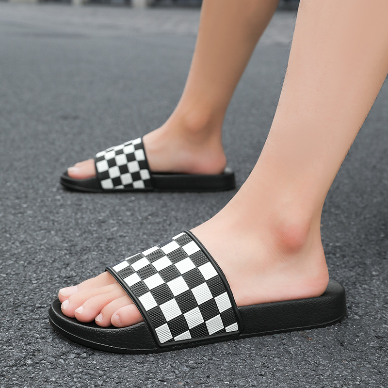 plus size Slippers Men's 2025 Summer New Plaid Slides Outer Wear Cross-border 48-yard Slippers slippers
