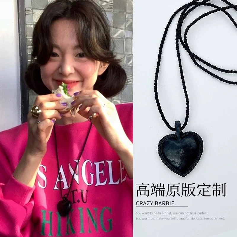 Fiebre con cuero cuerdas de cáñamo corazón fresco viento ajustable hermoso collar de corazón caliente