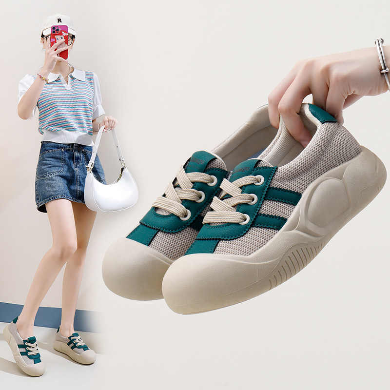 2024 verano nueva versión coreana ins blanco transpirable para mujeres, zapatos de tabla casuales de caña baja, zapatos de bizcocho de suela gruesa_voghion.com