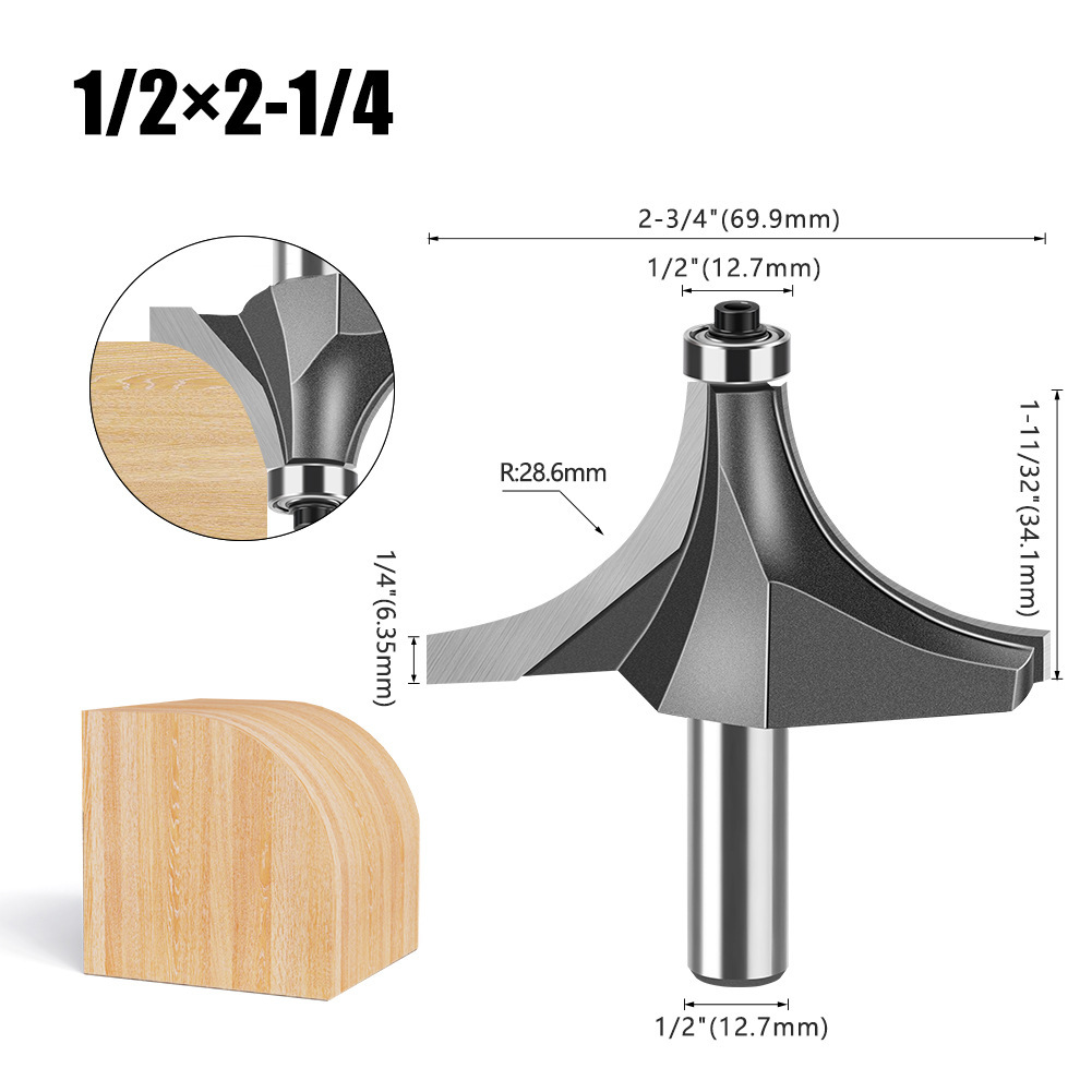Cuchillo redondo de carpintería de 1/4 mango 1/2 mango Cuchillo redondo de uso común Cuchillo redondo de aleación de alta calidad Cabeza de corte