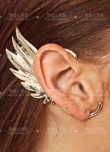 歐美跨境飾品朋克誇張羽毛翅膀耳掛耳夾耳飾女朋克個性復古耳釘