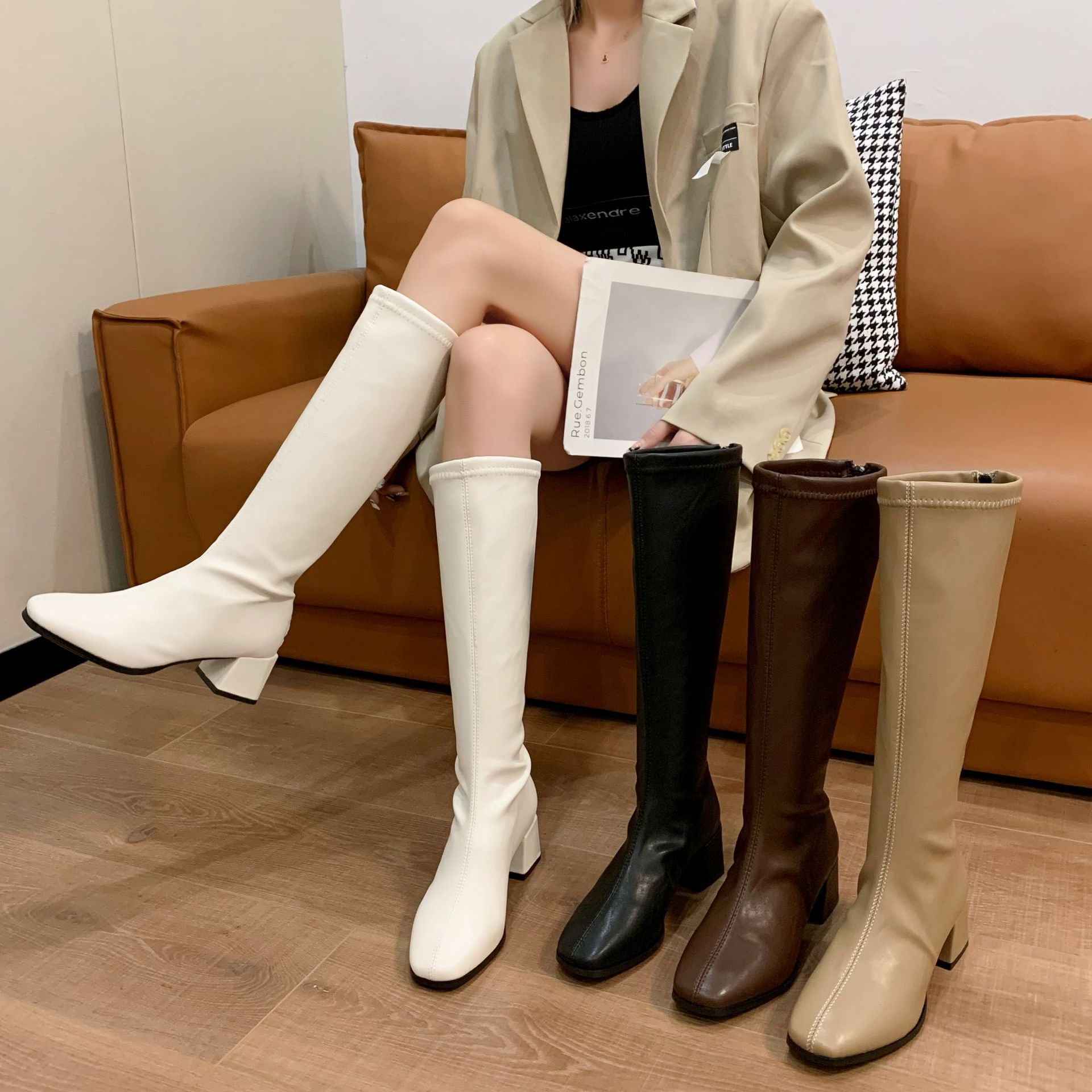 长靴女2025秋冬季新款英伦风时尚小个子显瘦高跟骑士女靴子