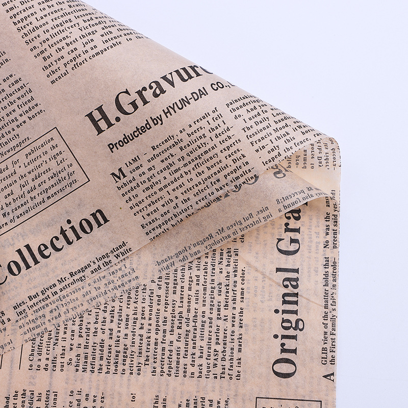 Retro papel Kraft periódico inglés papel de pera 20 piezas de revestimiento de embalaje material de embalaje de flores de papel