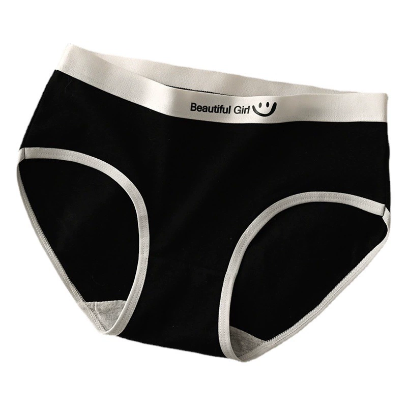 Нижнее белье в японском стиле, женские минималистичные спортивные Стильные черные, белые, серые для девочек, модные милые удобные дышащие трусы со средней талией для девочек