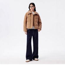 针织大翻领羽绒服女短款2025新款冬韩版宽松A型阔版羽绒外套