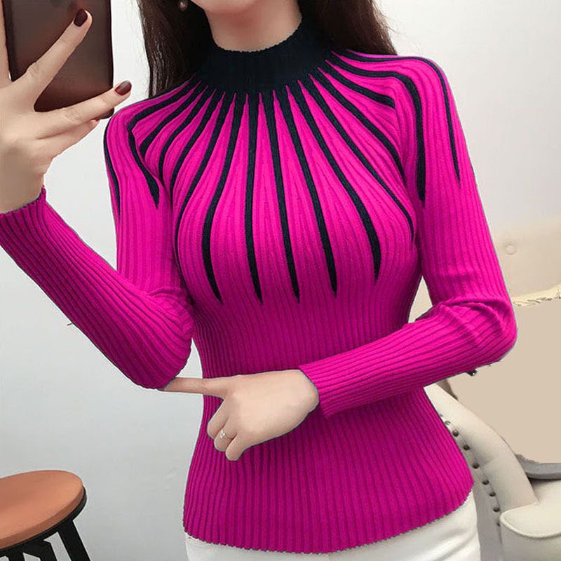 Women's New Base Layer Half-High Collar Beautiful Autumn and Winter Sweater Slim Fit Pullover Knitwear Women's Fashion