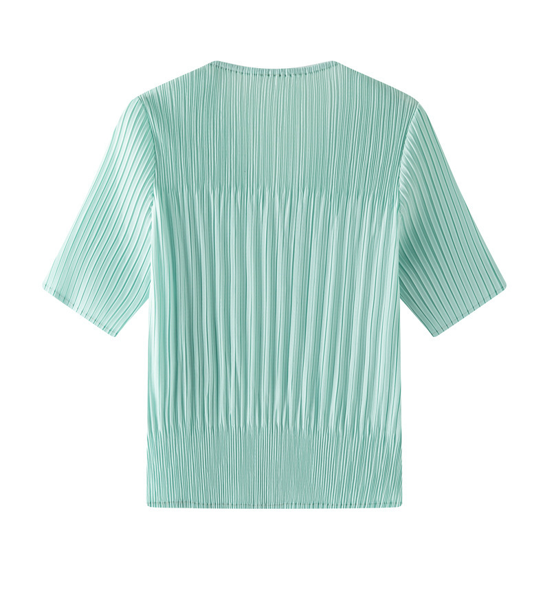 Áo khoác cardigan nữ cổ V tay ngắn xếp ly dáng rộng chống nhăn đi làm — màu be chi tiết 12