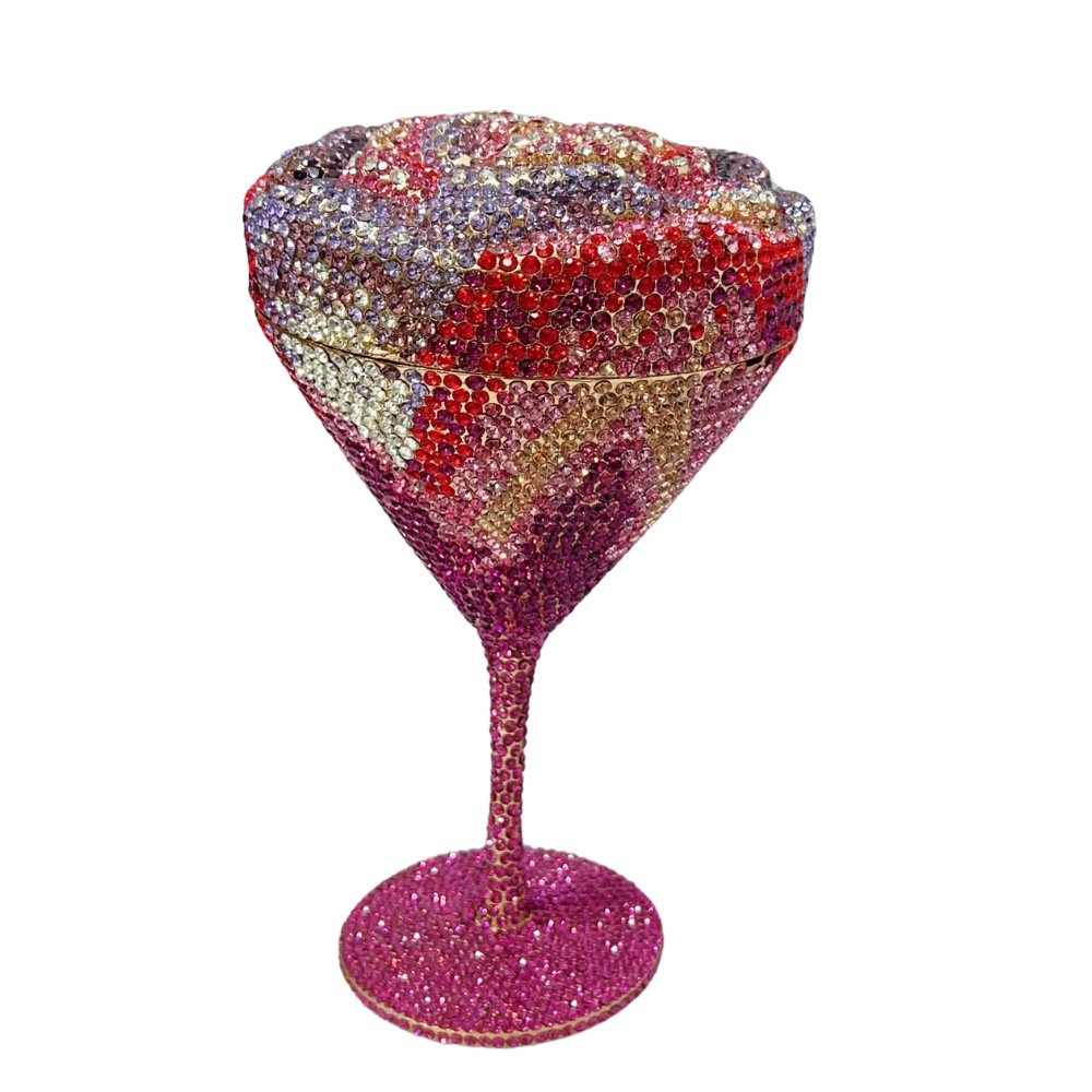Copa bolsa de embrague nueva taza alta flor con diamantes bolsas de banquete de diamantes bolsas de mano duras