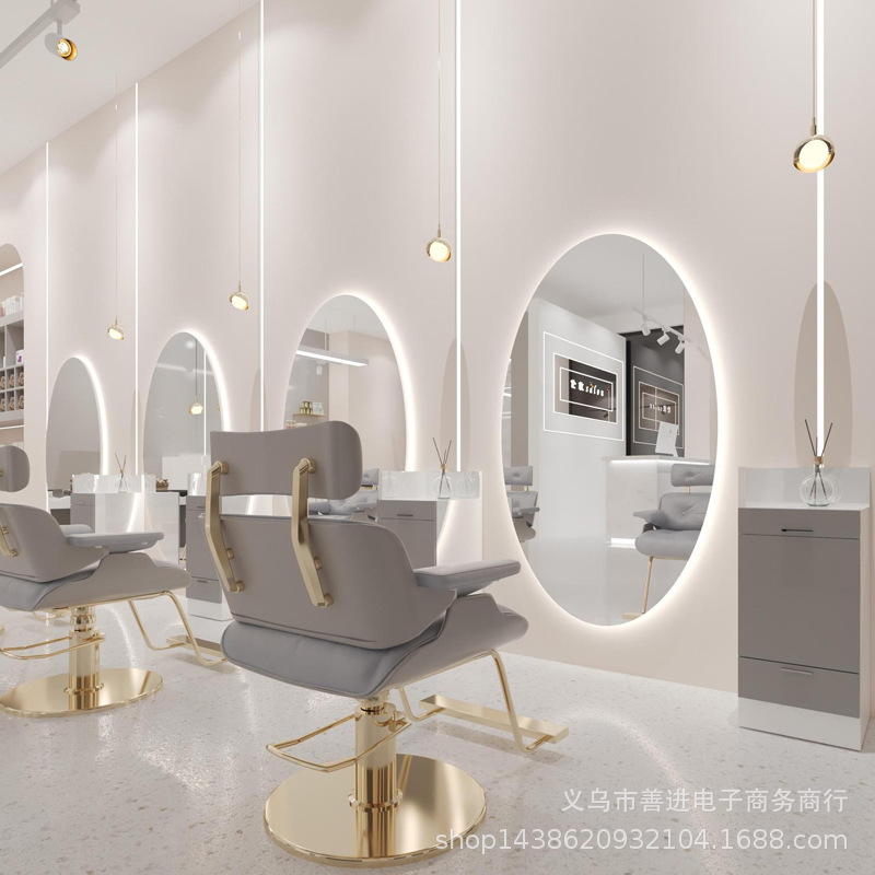 Espejo de Peluquería Inteligente con Luz LED de Metal Ovalado para Salón de Belleza image 27
