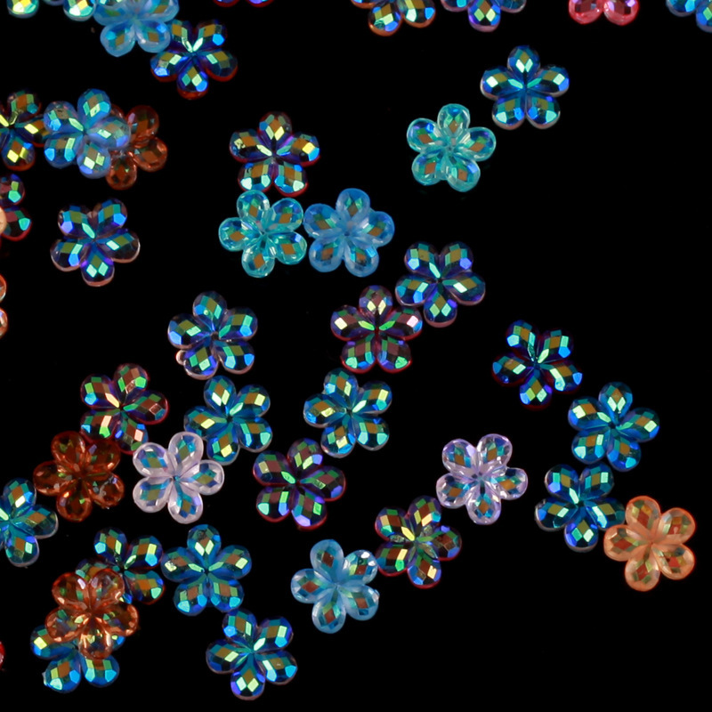 Five-petal flower bottomless electroplating mixed color nail beauty plum nude Diamond non-plated bottom plum Diamond DIY nail diamond jewelry accessories