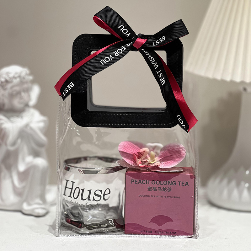 스타일 9 (유리컵 + 복숭아 우롱 + 꽃 장식)