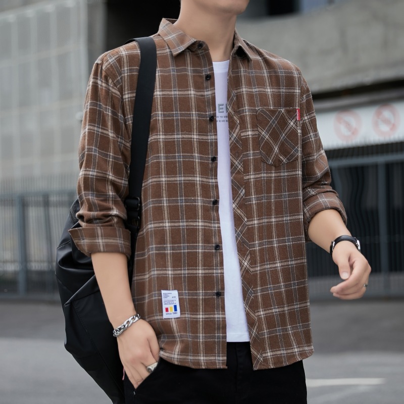 Diyu Dragon hombres camisa a cuadros abrigo suelto 2023 Otoño e Invierno de manga larga casual Top hombres camisa niños