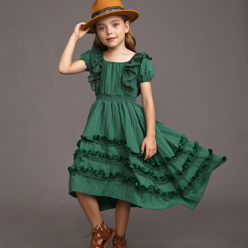 European and American children's dress Halloween performance host dress women's tail bohemian dress kids dress