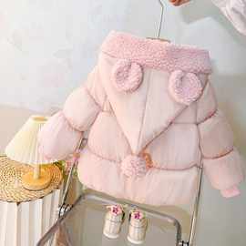 超洋气中小童冬款棉衣女宝宝加绒加厚棉袄外穿超萌女童冬季棉袄