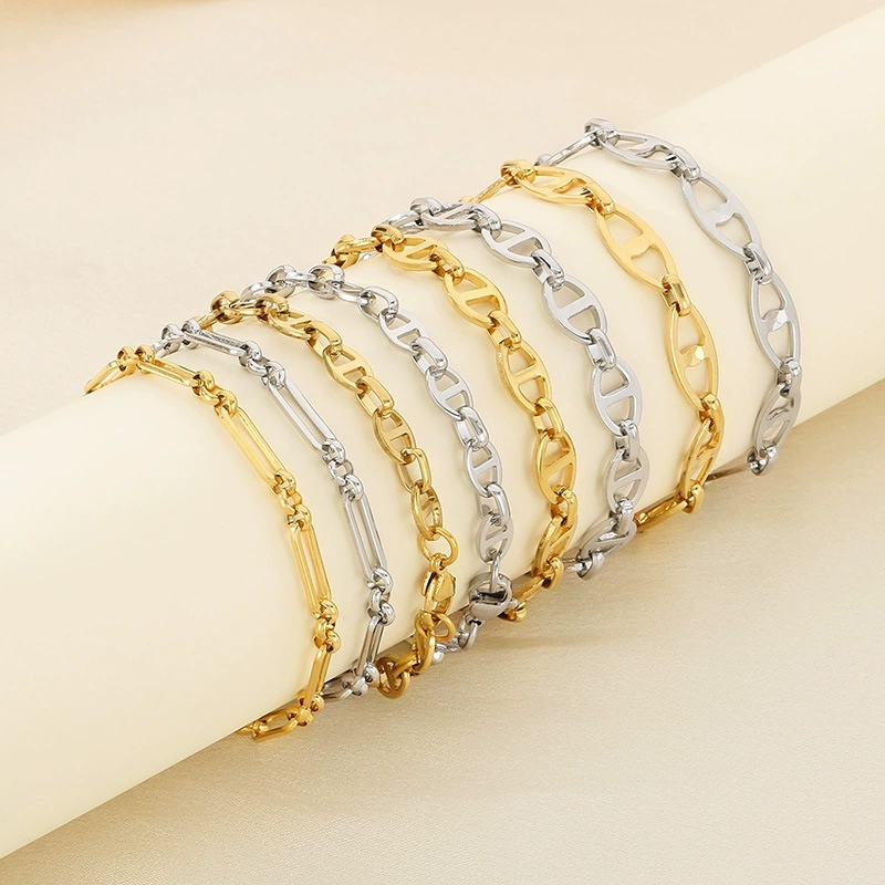 Fashionable brand metal chain stainless steel, bracelet, European style, simple and elegant design