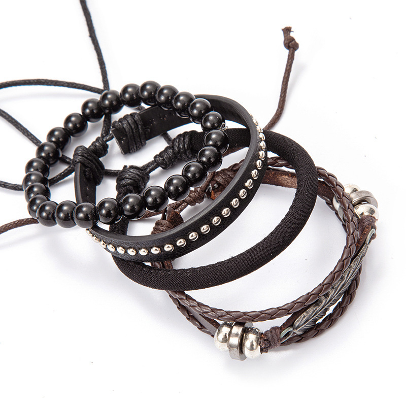 Ethnic Style Leaf Pu Leather Alloy Braid Unisex Bracelets display picture 6