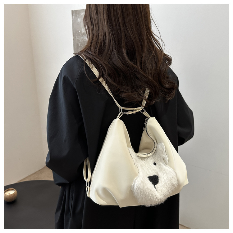 Cute little dog tote bag, women's bag, fashionable new school style backpack, large-capacity commuting single-shoulder bag undefined