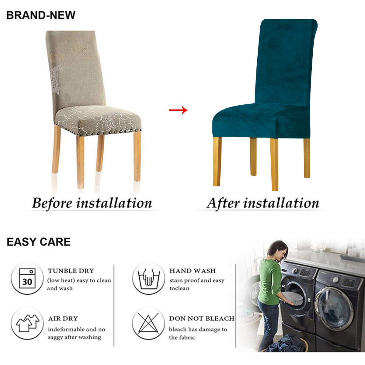 Cubierta de silla de terciopelo transfronteriza cubierta de silla doméstica cubierta de silla de restaurante general cuatro estaciones cubierta de silla de hotel de alta calidad mesa de comedor