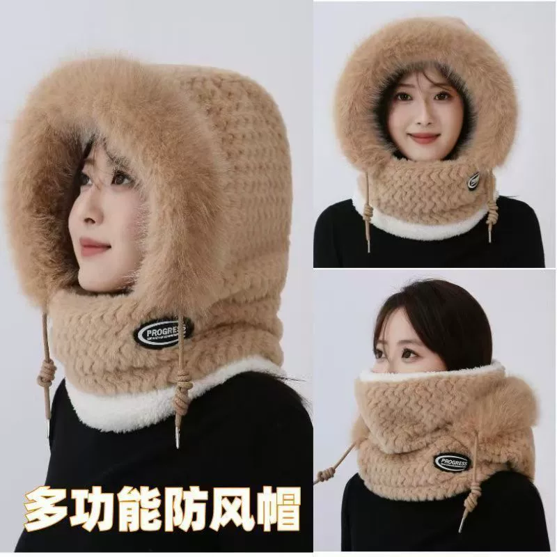 Шапка, шарф, зимняя маска, ветрозащитный бархатный тёплый earmuffs, увеличенная толщина