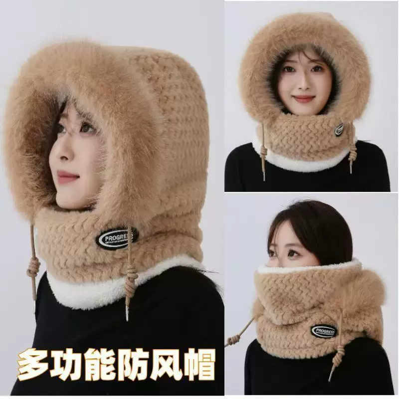 Шапка, шарф, зимняя маска, ветрозащитный бархатный тёплый earmuffs, увеличенная толщина