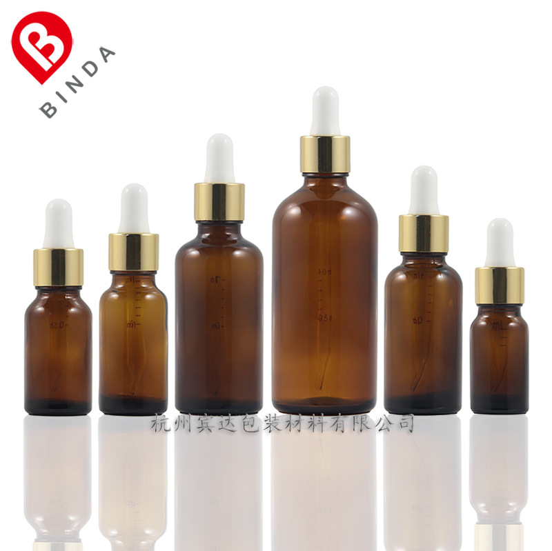 杭州宾达 渗透刻度滴管10/15/20/30/50/100ml棕色原料玻璃滴管瓶