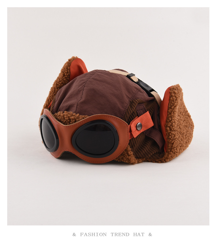 Versión coreana empalmada sombrero Lei Feng para hombres y mujeres, protección auditiva cálida para otoño e invierno, tira de pana para pilotos jóvenes,_voghion.com