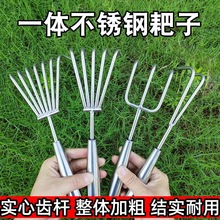 不锈钢小耙子一体焊接柄园艺多齿多爪赶海园林工具松土神器小耙子