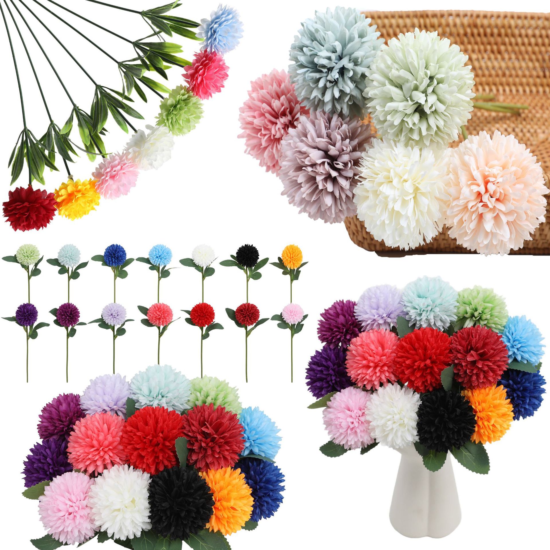 Cross-Border Hot Selling Single Hydrangea Artificial Flower Chrysanthemum Home Decoration Fake Flower Ornaments Wedding Floral Props Wholesale