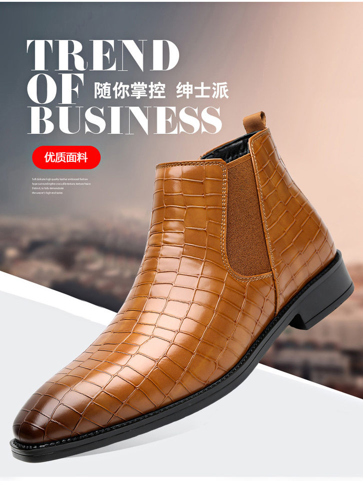 Bốt Martin nam cổ điển mũi tròn buộc dây đế mềm cổ lửng, cỡ lớn — Màu nâu, màu đen chi tiết 4