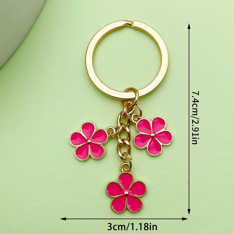 国境を越えた人気の真珠光沢のあるオイルドリップフラワーキーホルダー大きな桜の花びらシンプルなスタイルのUディスクバッグエアポッド小さなペンダント|undefined