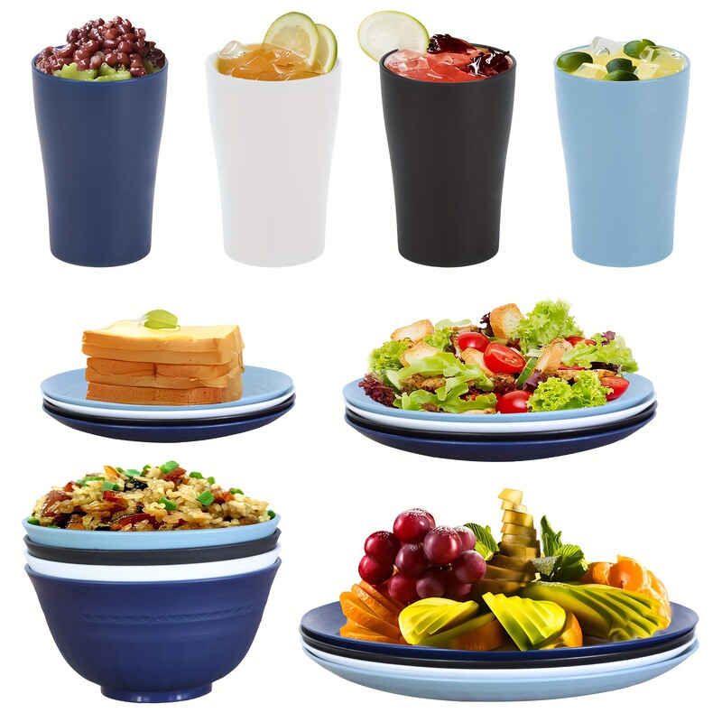 20-Piece Plastic Tableware Set Bowls, Plates, Cups Set Picnic Party Party Home Kitchen Student Dormitory
