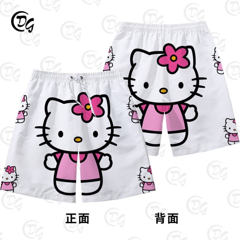 Hot selling hello kitty casual pants hello kitty cropped pants summer pants men and women hello KT cat shorts ins