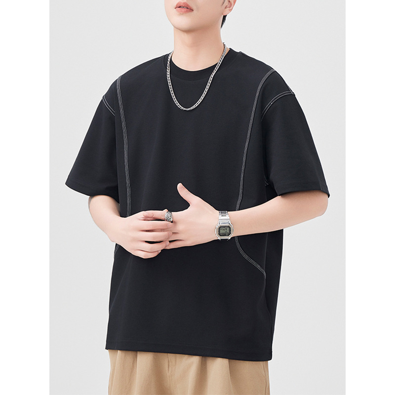 Mingge | Summer New Loose Casual Ming Line Top Men's Japanese Retro Fashion Short-sleeved T-shirt Men