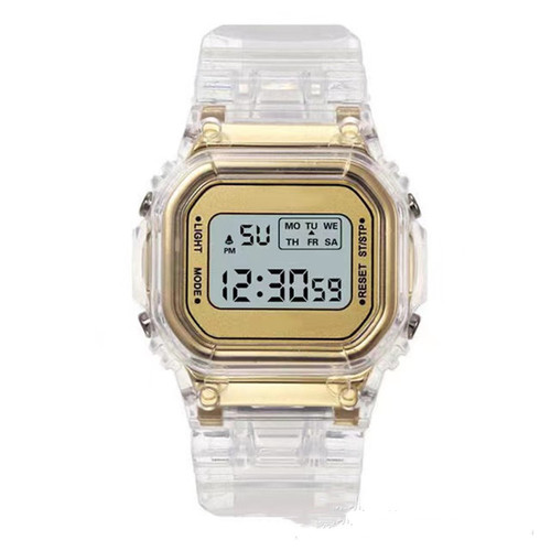 Cross-border best-selling male and female student ins internet celebrity watch luminous transparent small square waterproof electronic watch