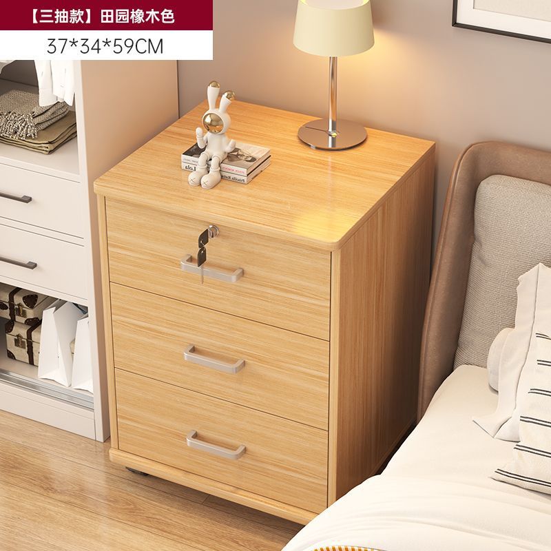 [도어가 없는 서랍 3개, 자물쇠와 도르래] 패스토럴 오크 컬러 37CM