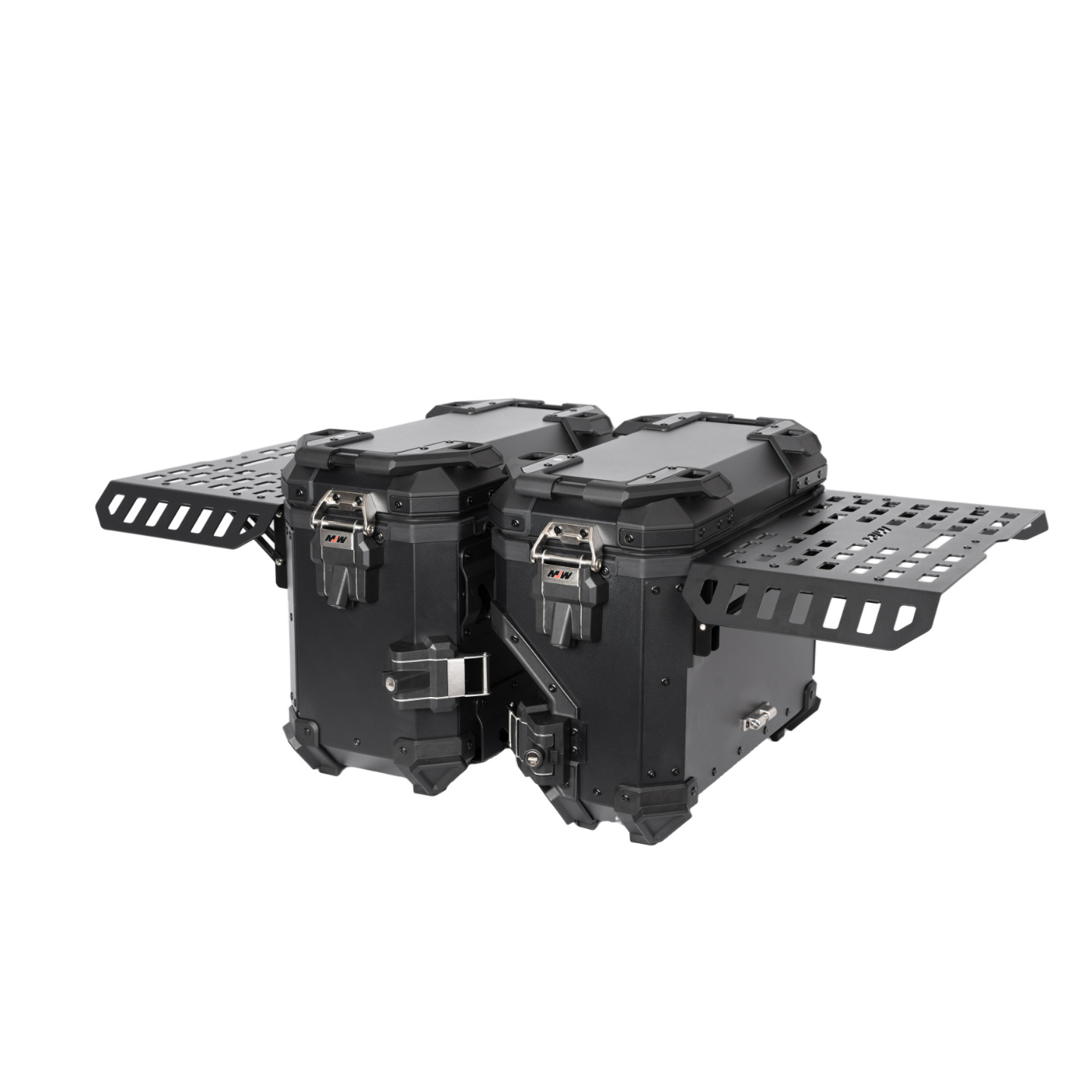 38Lbm Multifunctional Armored Black Aluminum Alloy Three-Box Motorcycle Tail Box Side Box for Motorcycle Travel and Camping Storage