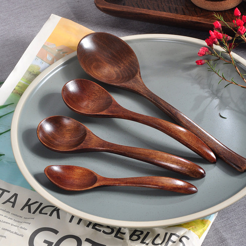 Internet celebrity wooden spoon long handle soup spoon ramen spoon Japanese style wooden baby eating spoon household solid wood spoon porridge spoon