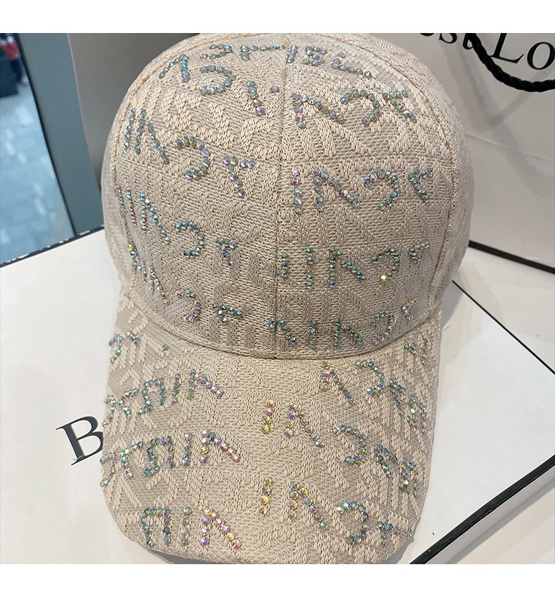Baseball Cap For Women Trendy Rhinestone Letters Sun Protection_voghion.com