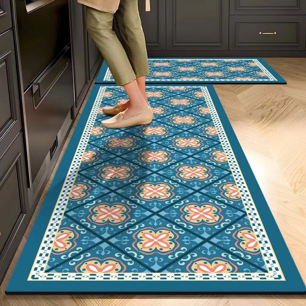 Kitchen Floor Mats, Carpets, Oil-Proof Floor Mats, Home Kitchen Waterproof, Dirt-Resistant, Water-Absorbing and Oil-Absorbing Soft Diatom Mud Entrance Carpets