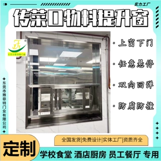 学校食堂传菜口提升窗便利店仓库门双向自动回弹加工间物料传递门