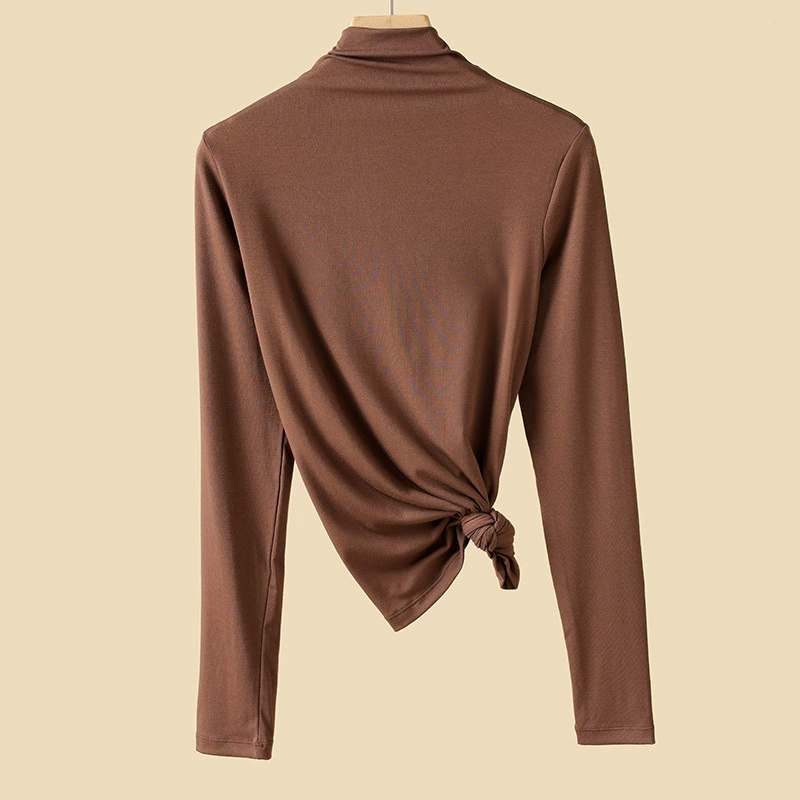Fitted Thin Turtleneck Top, Long Sleeve, Autumn Lightweight, High Collar