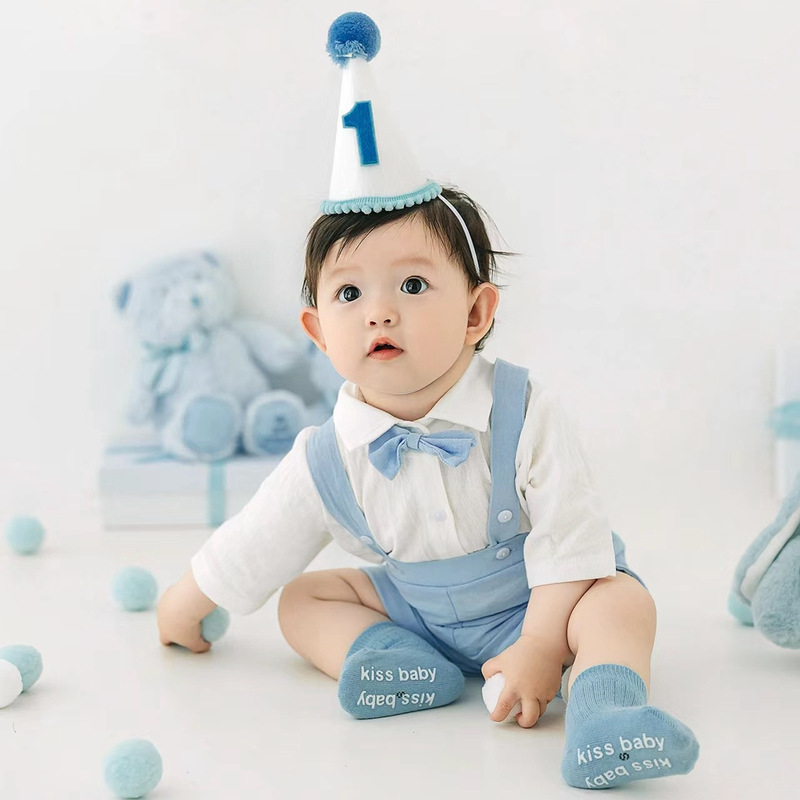 Children's Photography Clothing Fresh Blue Bear Boy Birthday Dress Baby One-Year-Old Photo Clothing Props Children's Photography Clothing Fresh Blue Bear Boy Birthday Dress Baby One-Year-Old Photo Clothing Props