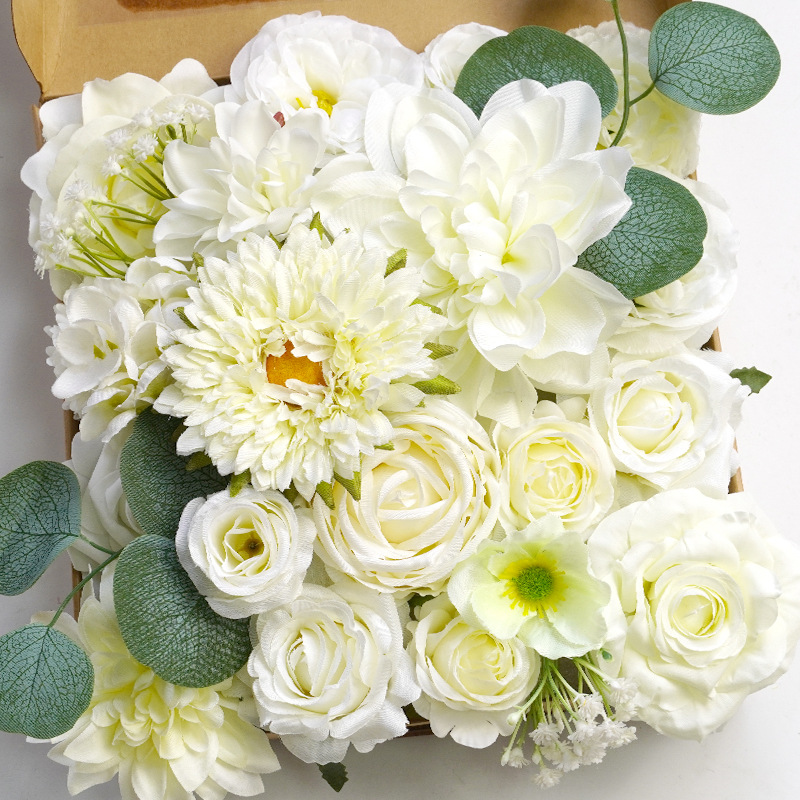 Nueva flor artificial con poste de la flor de la boda decoración ambiente props decoración al aire libre caja de regalo flor hortensia DIY flor de seda