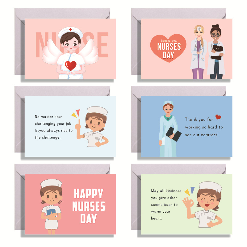 Cross-border Nurses Day Gratitude Greeting Card Set of 6 with Envelope for Wholesale