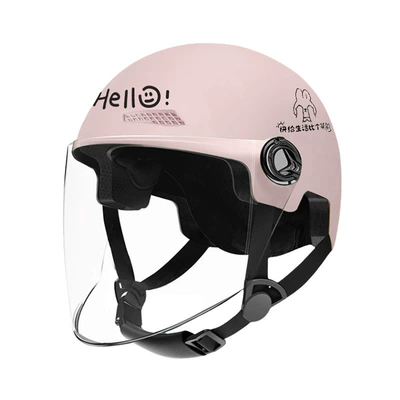 Motosiklet kaskı (dəbilqə) Sun-Proof Half Helmet for Men and - 3c-certification-spring-and-summer-lucky-rabbit-cherry-blossom-powder-long-lasting-one-size-fits-all