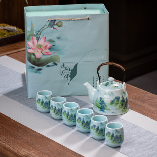 Cillet Pot Tea Set suit Vintage Large Capacity One Pot Six Cups with Filter Home Hotel Tea Pot Gift Box Gift